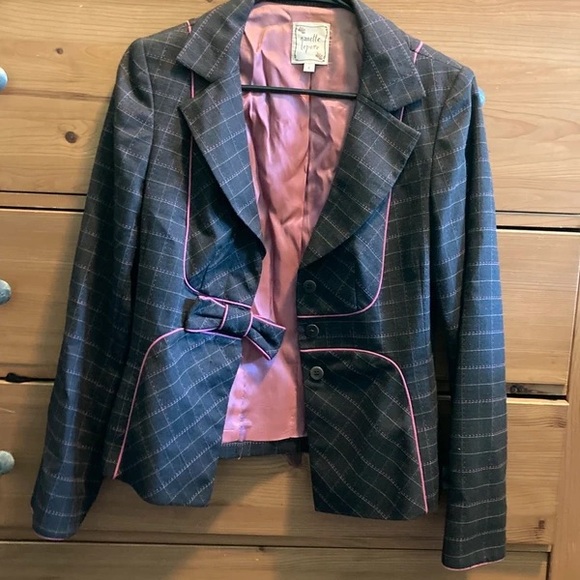 Nanette Lepore Checkered Blazer with Pink Accents - Picture 1 of 3